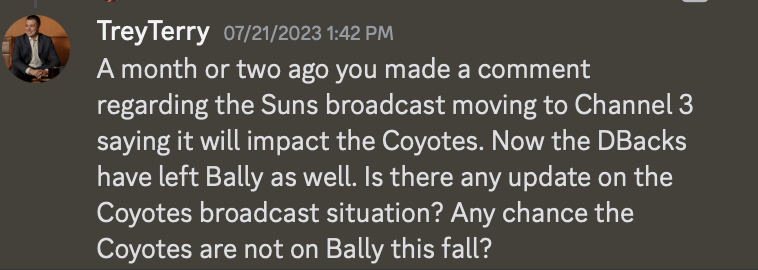 Bally Sports Arizona Asks Out of Arizona Coyotes Contract