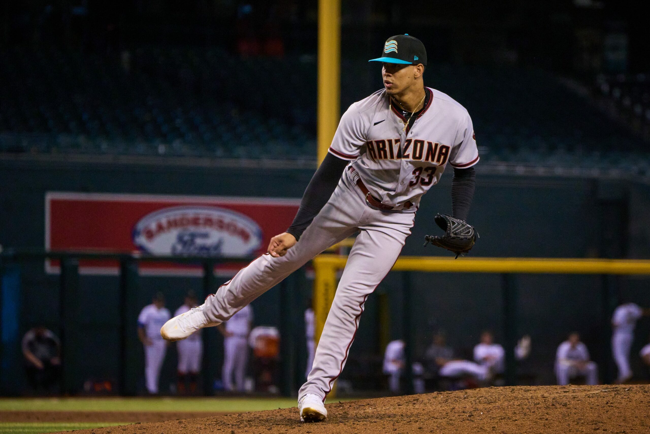 Diamondbacks reliever Justin Martinez pitches in the Arizona Fall League at Chase Field.